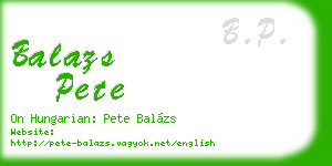 balazs pete business card