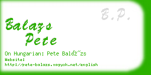 balazs pete business card